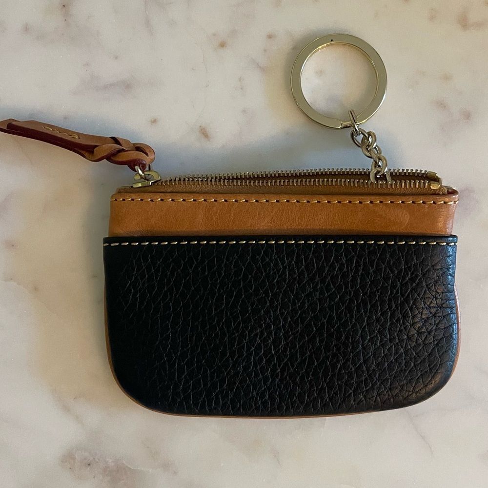 Dooney & Bourke Vintage Navy/Brown Card Key Holder Bag Charm - Picture 5 of 11